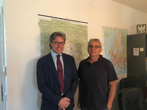 L’assessore regionale alle Attività Produttive, Sergio Emidio Bini, incontra il presidente del Parco Agroalimentare, Claudio Filipuzzi – S. Daniele 11/05/2018
